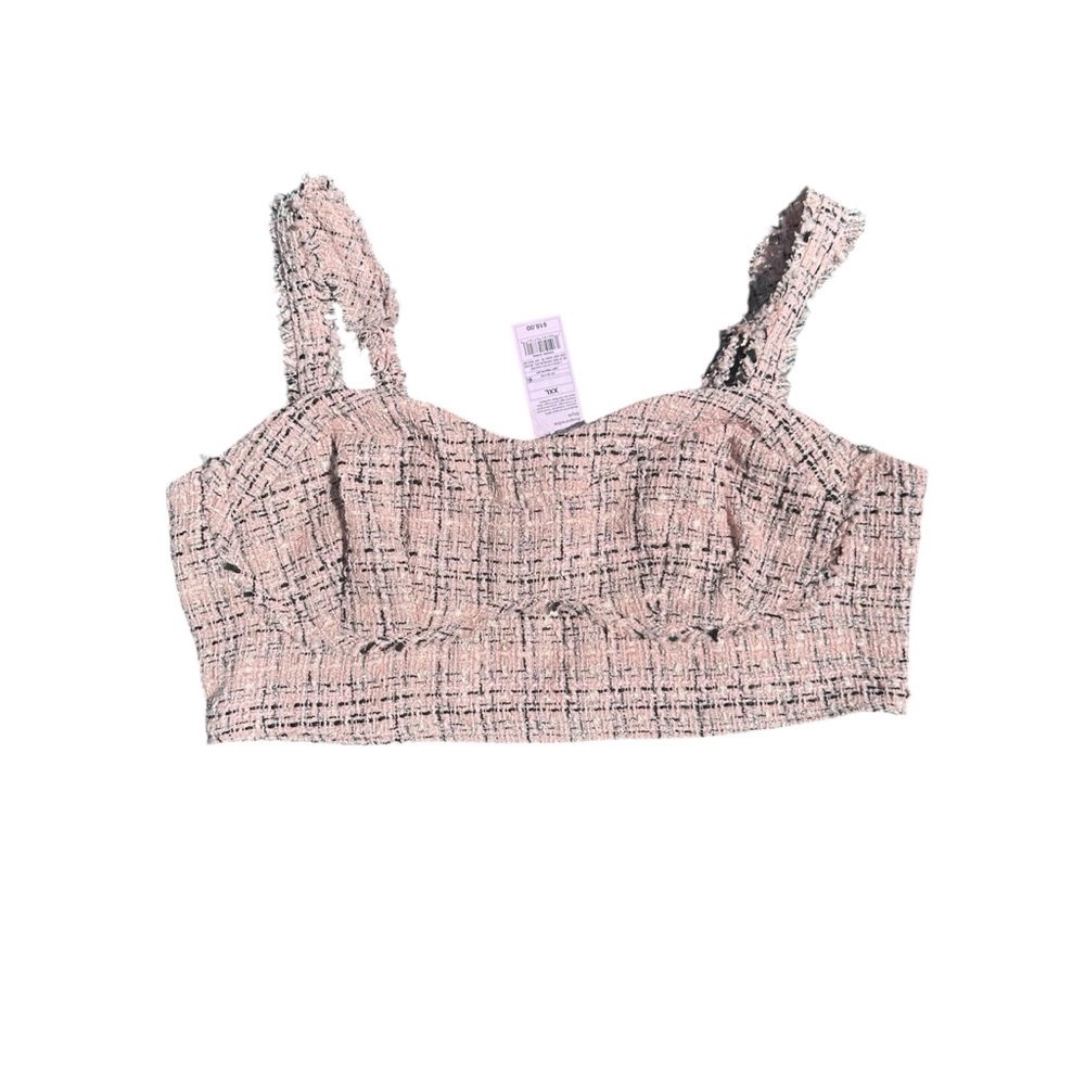 New XXL pink Chic Tweed Boucel Crop Top